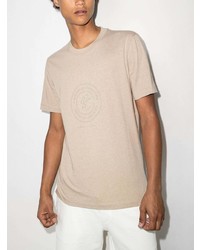 hellbeige bedrucktes T-Shirt mit einem Rundhalsausschnitt von Brunello Cucinelli