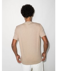 hellbeige bedrucktes T-Shirt mit einem Rundhalsausschnitt von Brunello Cucinelli