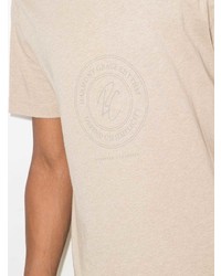 hellbeige bedrucktes T-Shirt mit einem Rundhalsausschnitt von Brunello Cucinelli