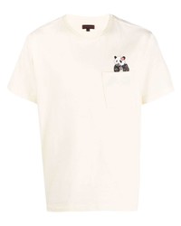 hellbeige bedrucktes T-Shirt mit einem Rundhalsausschnitt von Clot