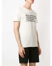 hellbeige bedrucktes T-Shirt mit einem Rundhalsausschnitt von OSKLEN