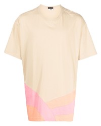 hellbeige bedrucktes T-Shirt mit einem Rundhalsausschnitt von Comme Des Garcons Homme Plus