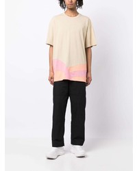 hellbeige bedrucktes T-Shirt mit einem Rundhalsausschnitt von Comme Des Garcons Homme Plus