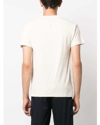 hellbeige bedrucktes T-Shirt mit einem Rundhalsausschnitt von Stone Island