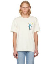 hellbeige bedrucktes T-Shirt mit einem Rundhalsausschnitt von Converse