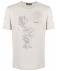hellbeige bedrucktes T-Shirt mit einem Rundhalsausschnitt von Corneliani