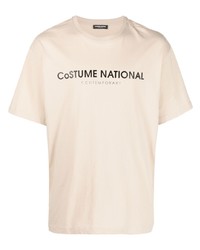 hellbeige bedrucktes T-Shirt mit einem Rundhalsausschnitt von costume national contemporary