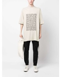 hellbeige bedrucktes T-Shirt mit einem Rundhalsausschnitt von Rick Owens DRKSHDW