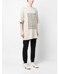 hellbeige bedrucktes T-Shirt mit einem Rundhalsausschnitt von Rick Owens DRKSHDW