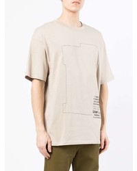 hellbeige bedrucktes T-Shirt mit einem Rundhalsausschnitt von Izzue