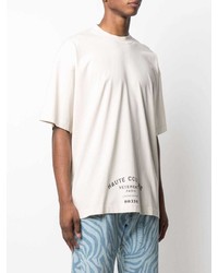 hellbeige bedrucktes T-Shirt mit einem Rundhalsausschnitt von Vetements