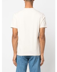 hellbeige bedrucktes T-Shirt mit einem Rundhalsausschnitt von MAISON KITSUNÉ