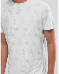 hellbeige bedrucktes T-Shirt mit einem Rundhalsausschnitt von Celio