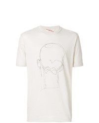 hellbeige bedrucktes T-Shirt mit einem Rundhalsausschnitt von Damir Doma