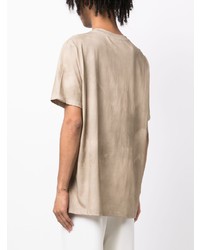 hellbeige bedrucktes T-Shirt mit einem Rundhalsausschnitt von Balmain