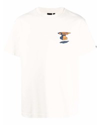 hellbeige bedrucktes T-Shirt mit einem Rundhalsausschnitt von Deus Ex Machina