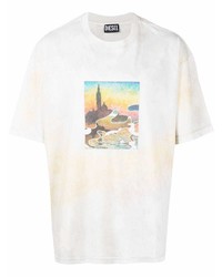 hellbeige bedrucktes T-Shirt mit einem Rundhalsausschnitt von Diesel