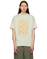 hellbeige bedrucktes T-Shirt mit einem Rundhalsausschnitt von Dime