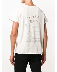 hellbeige bedrucktes T-Shirt mit einem Rundhalsausschnitt von Garcons Infideles