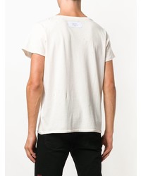 hellbeige bedrucktes T-Shirt mit einem Rundhalsausschnitt von Garcons Infideles