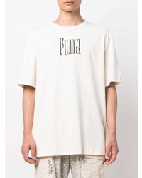 hellbeige bedrucktes T-Shirt mit einem Rundhalsausschnitt von Puma