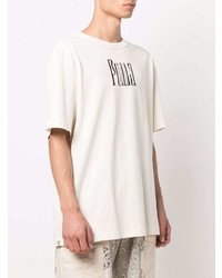 hellbeige bedrucktes T-Shirt mit einem Rundhalsausschnitt von Puma