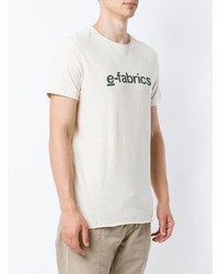 hellbeige bedrucktes T-Shirt mit einem Rundhalsausschnitt von OSKLEN