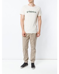 hellbeige bedrucktes T-Shirt mit einem Rundhalsausschnitt von OSKLEN