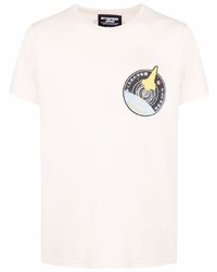hellbeige bedrucktes T-Shirt mit einem Rundhalsausschnitt von Enterprise Japan