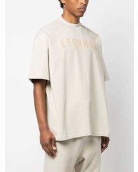 hellbeige bedrucktes T-Shirt mit einem Rundhalsausschnitt von Fear Of God