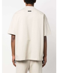 hellbeige bedrucktes T-Shirt mit einem Rundhalsausschnitt von Fear Of God