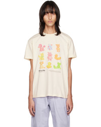 hellbeige bedrucktes T-Shirt mit einem Rundhalsausschnitt von Eytys