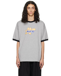 hellbeige bedrucktes T-Shirt mit einem Rundhalsausschnitt von F-LAGSTUF-F