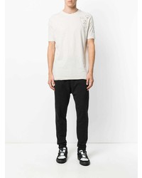 hellbeige bedrucktes T-Shirt mit einem Rundhalsausschnitt von Damir Doma