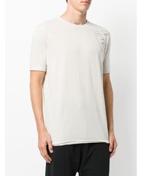 hellbeige bedrucktes T-Shirt mit einem Rundhalsausschnitt von Damir Doma