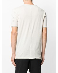 hellbeige bedrucktes T-Shirt mit einem Rundhalsausschnitt von Damir Doma