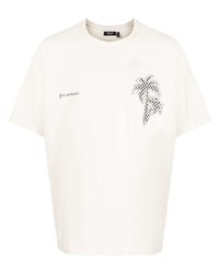 hellbeige bedrucktes T-Shirt mit einem Rundhalsausschnitt von FIVE CM