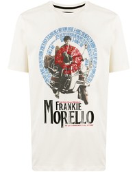 hellbeige bedrucktes T-Shirt mit einem Rundhalsausschnitt von Frankie Morello