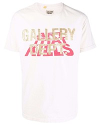 hellbeige bedrucktes T-Shirt mit einem Rundhalsausschnitt von GALLERY DEPT.