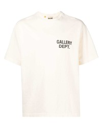 hellbeige bedrucktes T-Shirt mit einem Rundhalsausschnitt von GALLERY DEPT.