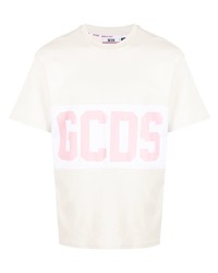 hellbeige bedrucktes T-Shirt mit einem Rundhalsausschnitt von Gcds