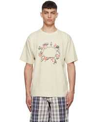 hellbeige bedrucktes T-Shirt mit einem Rundhalsausschnitt von Gentle Fullness