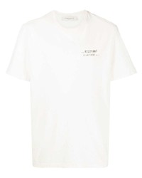 hellbeige bedrucktes T-Shirt mit einem Rundhalsausschnitt von Golden Goose
