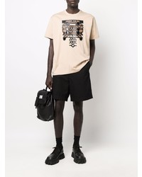 hellbeige bedrucktes T-Shirt mit einem Rundhalsausschnitt von Burberry