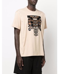 hellbeige bedrucktes T-Shirt mit einem Rundhalsausschnitt von Burberry