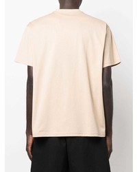 hellbeige bedrucktes T-Shirt mit einem Rundhalsausschnitt von Burberry