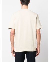 hellbeige bedrucktes T-Shirt mit einem Rundhalsausschnitt von Emporio Armani