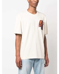 hellbeige bedrucktes T-Shirt mit einem Rundhalsausschnitt von JW Anderson