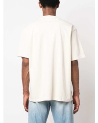 hellbeige bedrucktes T-Shirt mit einem Rundhalsausschnitt von JW Anderson