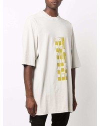 hellbeige bedrucktes T-Shirt mit einem Rundhalsausschnitt von Rick Owens DRKSHDW